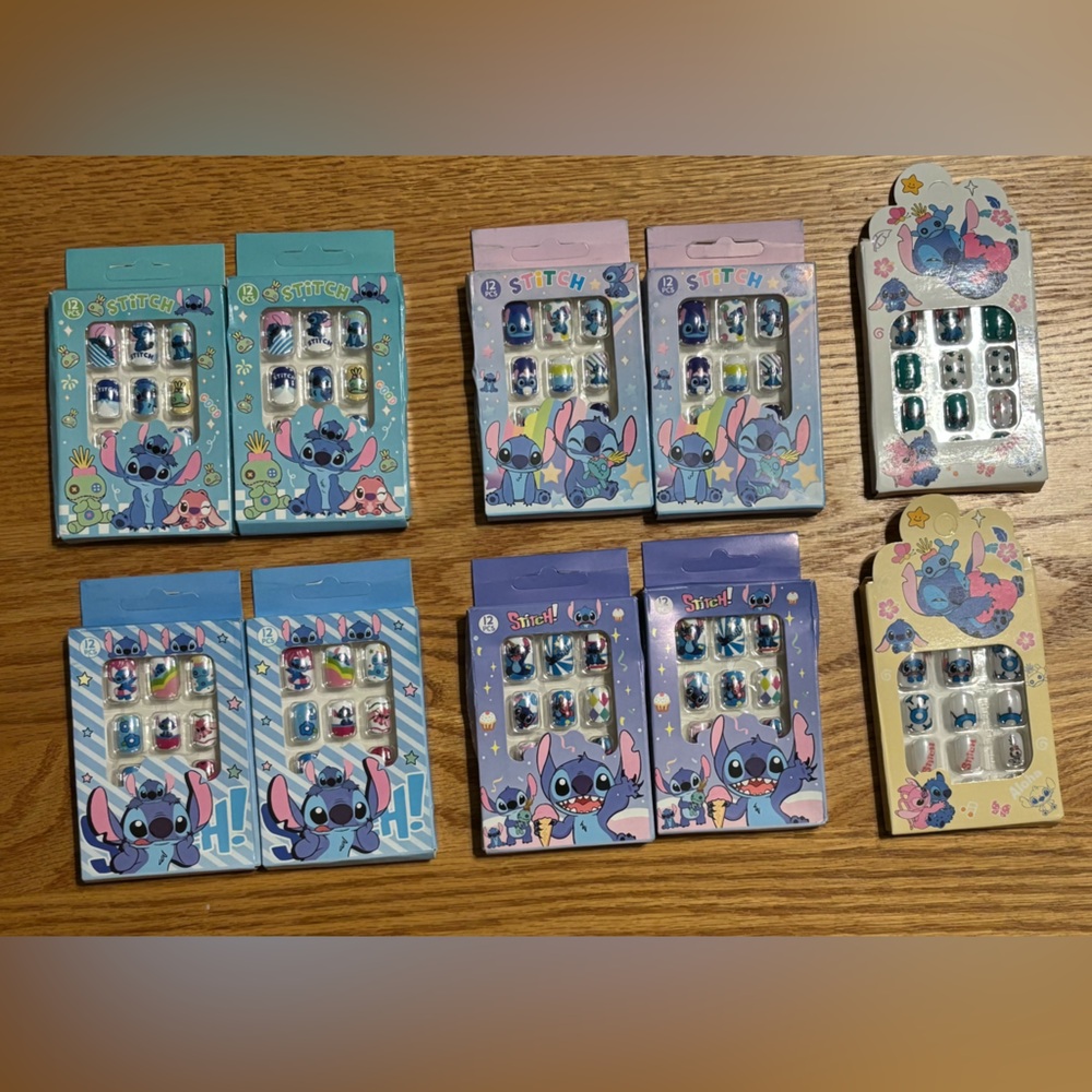 10 packs Girls Press‎ On Nails Stitch